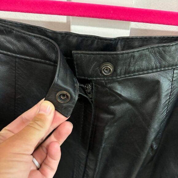 Vintage Made In Argentina Women's Genuine Leather Lined Pencil Skirt Size 5/6 - Picture 4 of 7